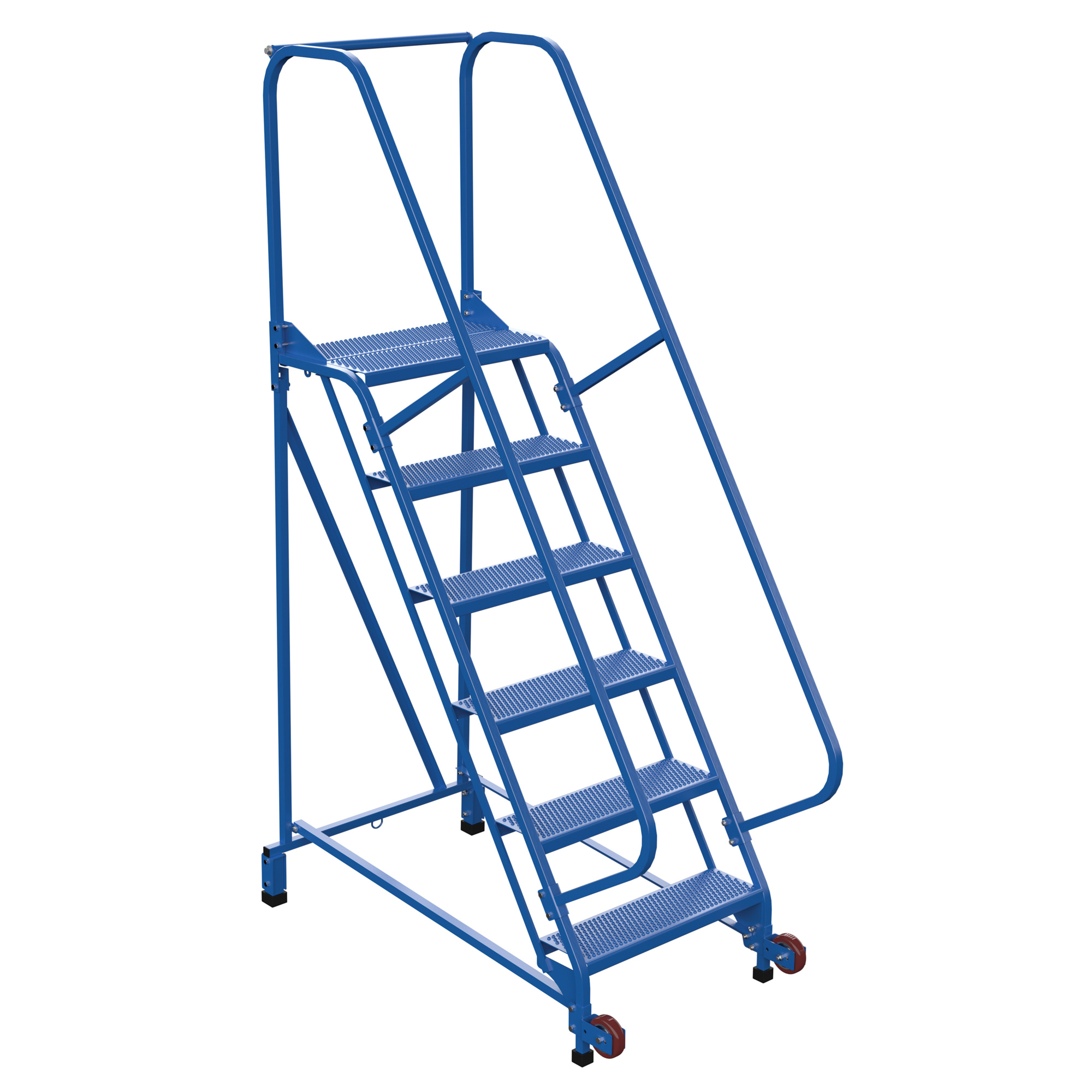 Vestil Tip-N-Roll Mobile Ladder - 6 Steps, 90in. Overall Height, Perforated Steel, Model# LAD-TRN-60-6-P